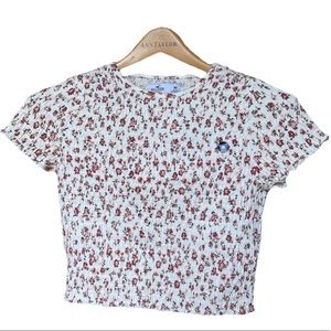 Brand New Hollister California Pink/White Floral T, Size Medium with Ruffles